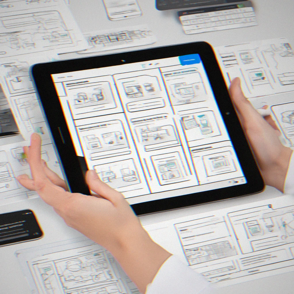 Progressive web app interface displaying offline-capable product saved looks with gesture-based navigation on mobile device