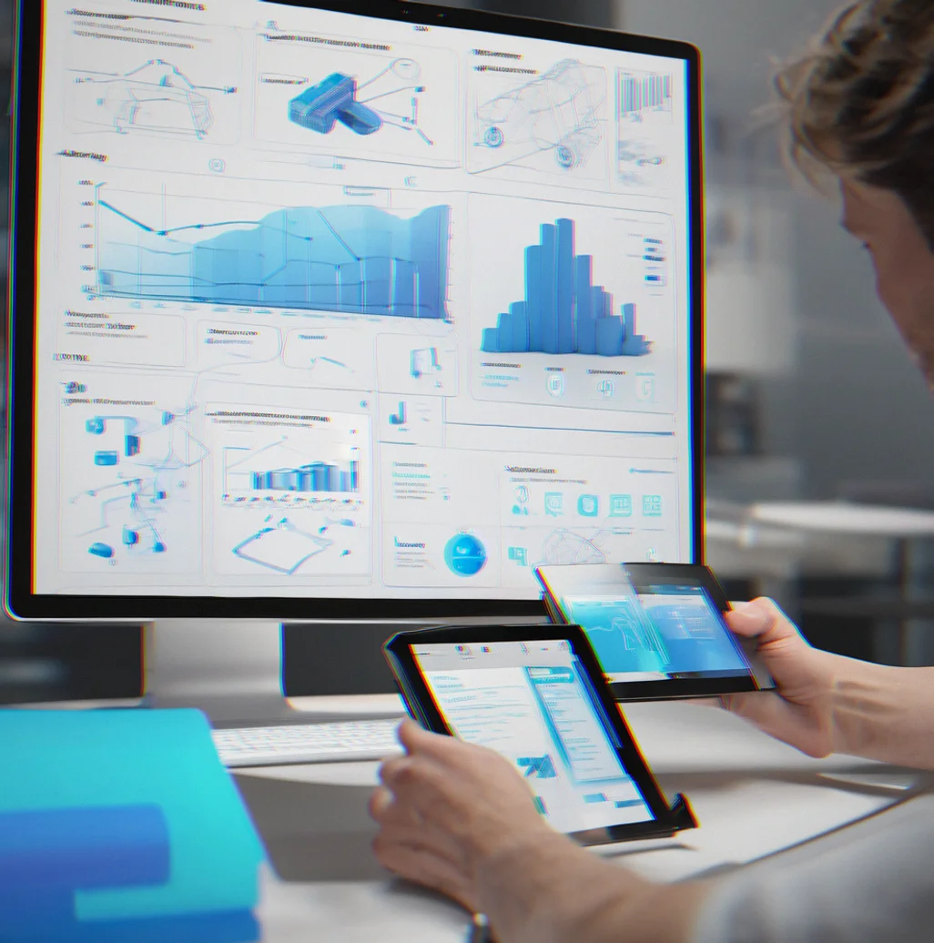 3D interface showing live data with motion-designed elements guiding you through the interaction